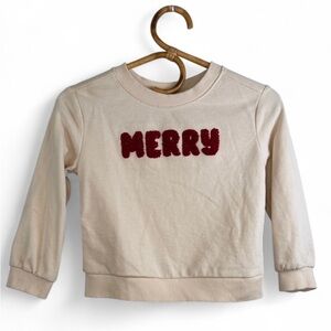 Cat & Jack Girls French Terry 'Merry' Cream Sweatshirt size XS